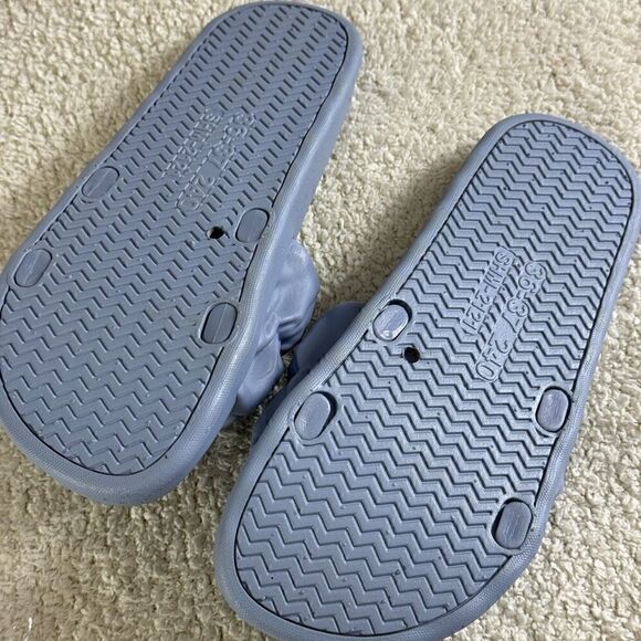 SHM Slides Womens Size 5/6 Rubber Blue Haze ruffle Beach Summer Fun light New - Picture 4 of 7